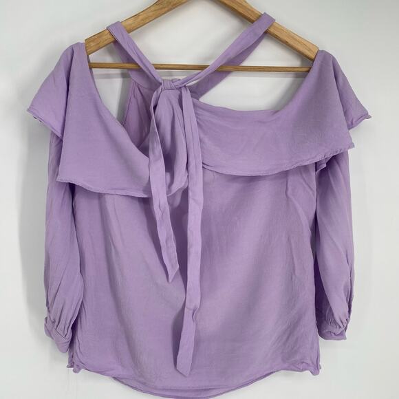 L’Academie Top Women’s Small Helena Halter Ruffle Lilac Lavender Purple Feminine - Picture 3 of 8